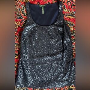 Lauren Ralph Lauren Black Sequin Tank Top